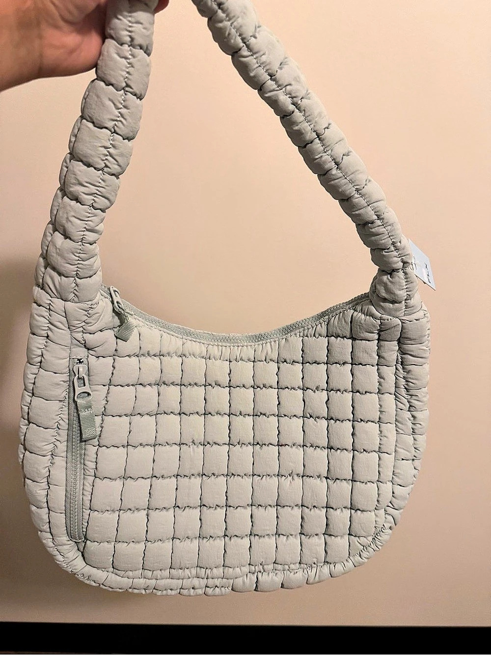FLX Quilted Hobo Shoulder Bag Gray